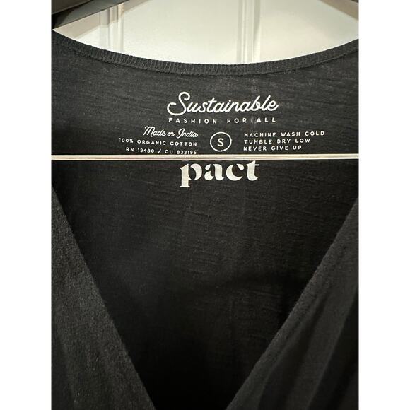 Pact Black Basic Wrap Dress Women Small Organic Cotton Minimalist Capsule Soft - Picture 2 of 5